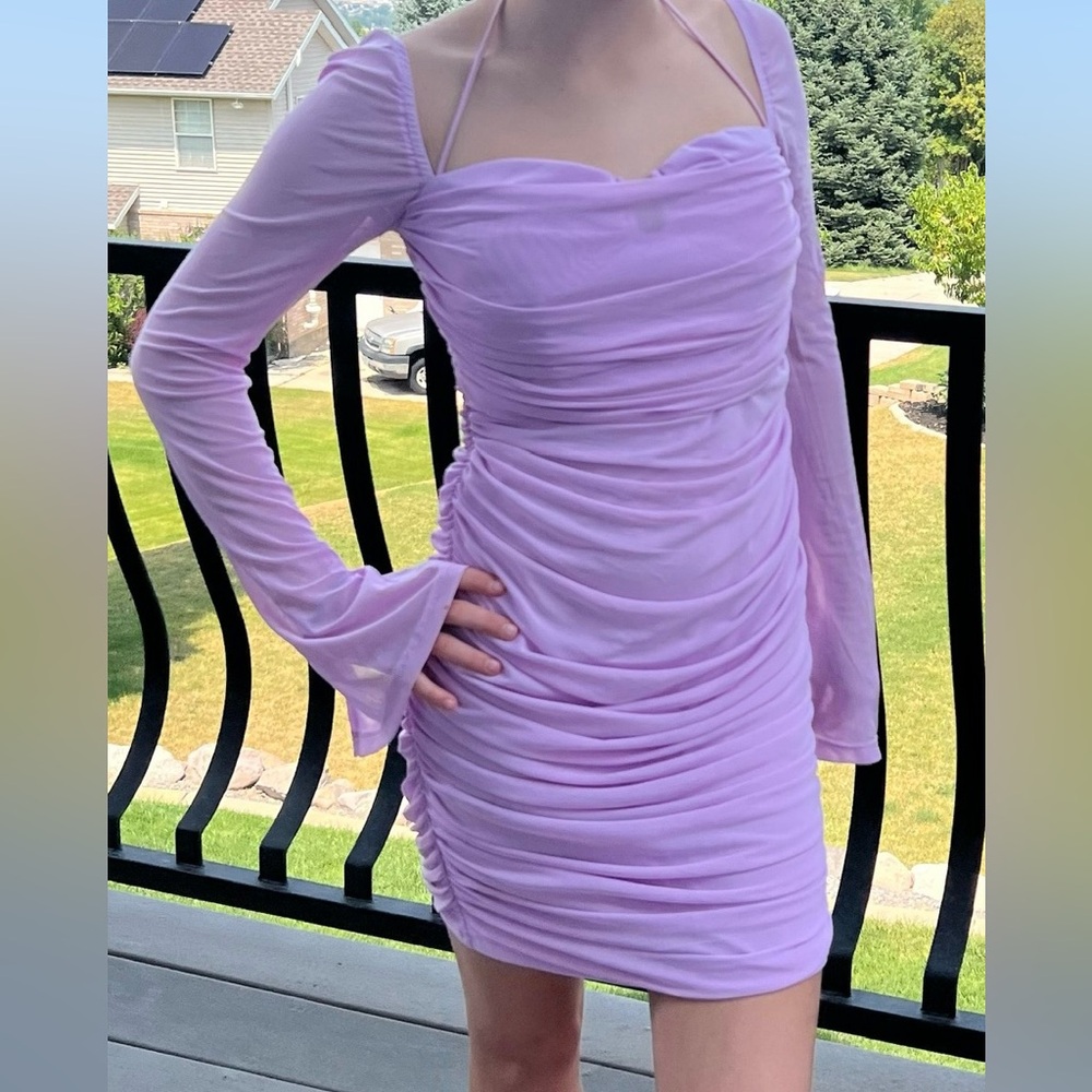 Hello Molly Size 8 Lilac Mini Dress